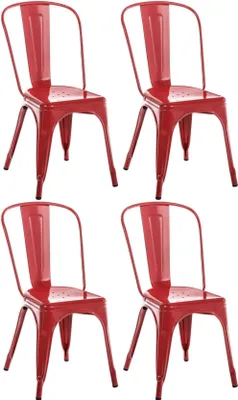 Immagine prodotto di Set di 4 sedie industriali in metallo - impilabili - design salvaspazio