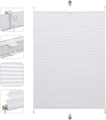 Zdjęcie produktu dla Sekey Plissee 60x120cm bez wiercenia Zaciemnianie i ochrona przed wzrokiem Thermo Plissee Rollo Klemmfix do okien i drzwi Plissee półplastry Białe