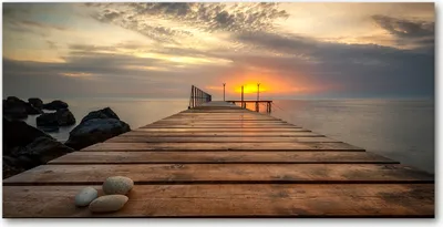 Produktbild von Tulup® Leinwandbild - 140x70 cm - Wandkunst - Drucke auf Leinwand - Leinwanddruck  - Landschaften - Braun - Hölzerner Pier