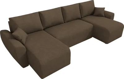 Produktbild von BroMARKT Wohnlandschaft mit Schlaffunktion Rotterdam U-Form Braun Bouclé