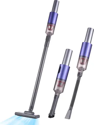 Produktbild von Akku-Staubsauger 130000PA Stab-Handstaubsauger 3 verschiedene Buerstenkoepfe HEPA-Filtration Abnehmbare Staubbecherhalterung Typ-C-Anschluss Schnellladung fuer Zuhause, Auto, Buero, Sofa, Tierhaare, Teppich und harte Boeden