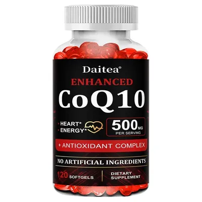 Immagine prodotto di CoQ10 - Coenzima Q10 500 mg (120 capsule) Integratore alimentare, cuore, energia, pressione sanguigna, antiossidante, salute cardiaca