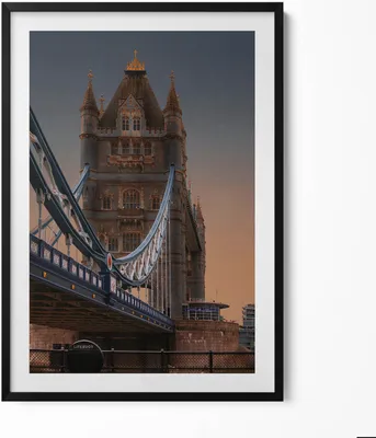 Produktbild von London Bridge Großbritannien– Wandbild mit Rahmen – Gerahmtes Bild  – Wanddekoration – 70x100 cm –  Schwarz Rahmen