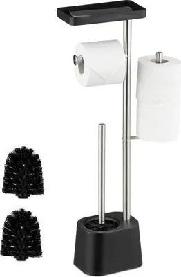 Image de Porte-papier toilette avec étagère et support de rechange