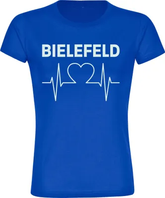 Produktbild von multifanshop Damen T-Shirt - Bielefeld - Herzschlag, blau, Größe M