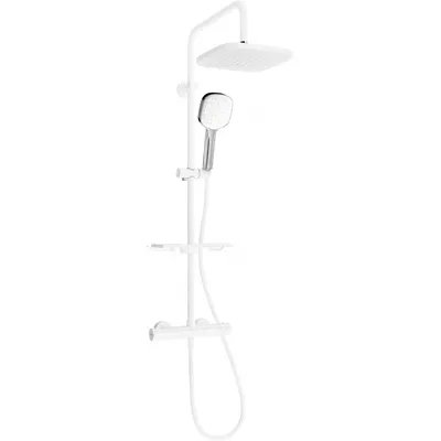 Obrázek produktu pro Mexen KT33 odkrytý sprchový set s dešťovou sprchovou hlavicí a termostatickou sprchovou baterií, Bílá/Chromovaná - 771503393-21
