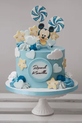 Zdjęcie produktu dla Sweetfanaberia | Dekoracja tortu MIKI MOUSE BABY - A4 - jadalna dekoracja tortu - na dziecięce przyjęcia urodzinowe