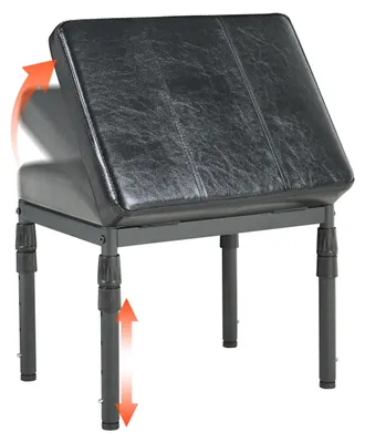 Produktbild von Elzusha – Ergonomische Fußstütze, verstellbar in 4 Höhen und mit 60° Neigung, Schwarz, Kunstleder