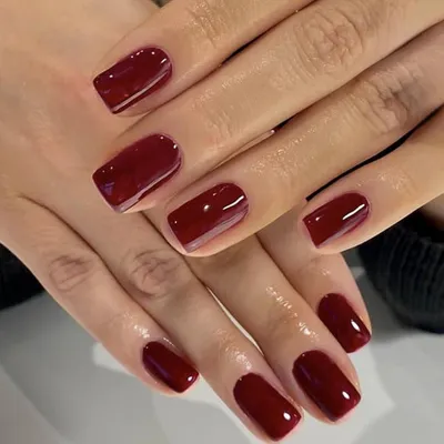 Productafbeelding van Kunstnagels, kort, 24 stuks, bordeauxrood, vierkant, volledig bedekkend, met nagellijm en acryl voor vrouwen en meisjes