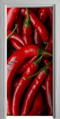 Produktbild von Tür Selbstklebende 90x210 cm Türfolie Türtapete Klebefolie - Rote scharfe Chili Paprika
