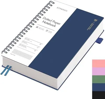 Produktbild von EMSHOI Notizbuch A4 Gepunktetes, Bullet Dotted Journal, Spiral-Notizbücher 300 Seiten/150 Blatt, 100 gsm Dickem Papier, PVC Hardcover, für Damen,