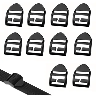 Klemm-Laderschnallen, 10 Stück, 25 mm, Kunststoff, schwarz