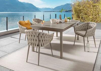 Produktbild von Destiny Sitzgruppe MOLINO IMOLA 4 Sessel + Tisch 165/215x100x75cm ausziehbar