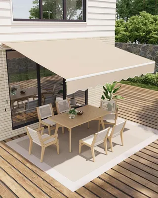 Produktbild von Manuelle Gelenkarmmarkise - Terrassenmarkise 3x2,4 m - Wasserdichtes Polyester - UV-Schutz - Aluminiumrahmen - Für Balkon und Garten - Khaki