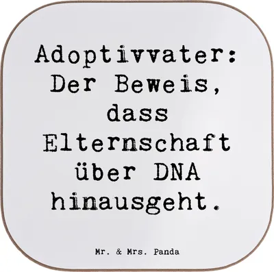 Produktbild von Mr. & Mrs. Panda Personalisierter Bierdeckel Adoptivvater Liebe - Weiß - Geschenk, bedruckt, Bindung, persönliche Erinnerungen, Personalisierte Untersetzer, Familie