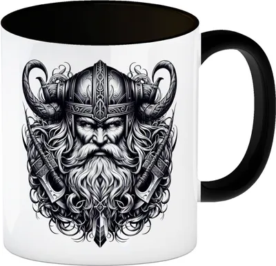 Produktbild von Wikingergott Odin Kaffeebecher in schwarz
