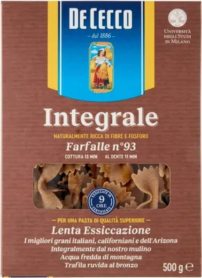 Produktbild von 10x Pasta De Cecco Farfalle integrali n. 93 Vollkor italienisch Nudeln 500 g