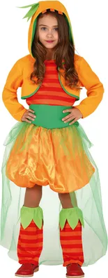 Produktbild von Kürbis Kleid mit Kapuze Halloween Kostüm für Mädchen, Größe:110/116