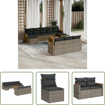 Produktbild von The Living Store 11-tlg. Garten-Sofagarnitur mit Kissen Grau Poly Rattan
