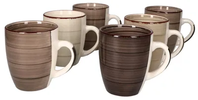 Produktbild von 6er Set Grey Kaffeebecher Grau 350ml mit Henkel Trinkbecher Tasse Pott
