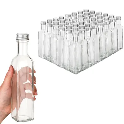 Produktbild von 48x Glasflaschen zum Befüllen 250ml Flaschen für Likör Flaschen zum Befüllen Glas Likörflaschen 250 ml leere Flaschen mit Schraubverschluss Glasflasche Likörflasche, Ölflaschen