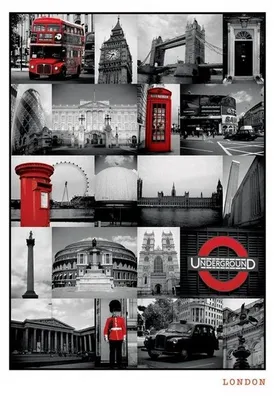 Obrázek produktu pro Londýn – Red Collage – 61 x 91,5 cm – Plakát