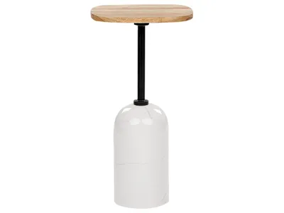 Produktbild von BELIANI Beistelltisch Helles Holz u. Weiß aus Metall Akazienholz Marmoroptik Rund ⌀ 30 cm Elegantes Modernes Design für Wohnzimmer Schlafzimmer