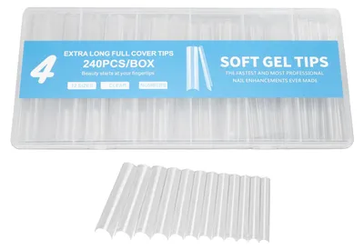 Image de 240 extensions d'ongles artificiels, transparents, ultra-longs, fins, couvrants, ongles artificiels