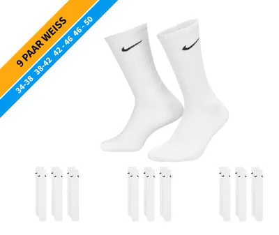Produktbild von NIKE Socken - Farbe: 9 Paar Weiß Tennis Socken - Größe: 42-46