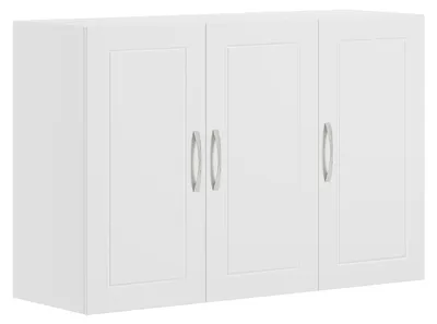 Productafbeelding van Badkamerkast met drie deuren, houten opbergkast met verstelbaar legplank, geschikt voor badkamer en keuken, 90x30x60 cm