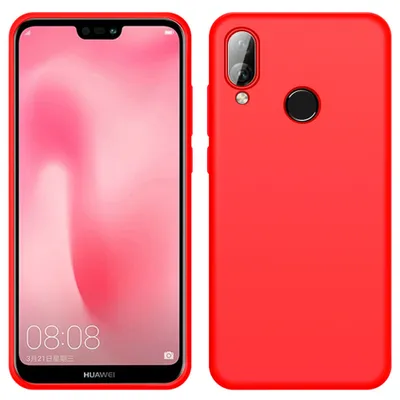 Obrázek produktu pro Pouzdro Huawei P20 Lite, tekuté silikonové pouzdro odolné proti nárazům a poškrábání ochranné pouzdro pro Huawei P20 Lite červený
