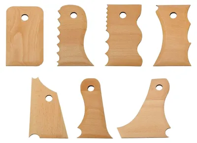 Produktbild von Keramik-Trimmwerkzeuge, 7-teiliges Set, Holzrippen-Werkzeuge für Töpferarbeiten