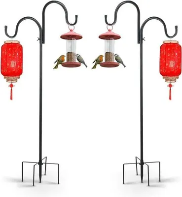 Productafbeelding van Famanu tuindoorn met 2 haken, geschikt voor vogelhuisjes, bloempotten en windchimes, 160 cm, 2 stuks