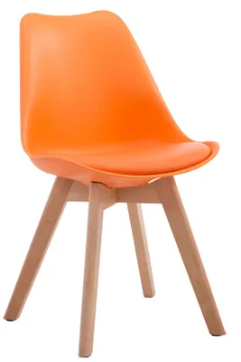 Produktbild von TPFLiving Besucherstuhl Bornova Two Kunstleder Gestell Holz Natura orange