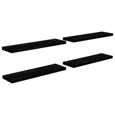 Zdjęcie produktu dla Półki ścienne 4 szt. wysoki połysk, czarne, 90x23,5x3,8 cm, MDF