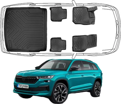 Produktbild von 3D Fußmatten & Obere Kofferraumwanne Auto Set Kompatibel mit Skoda Kodiaq II ab 2024