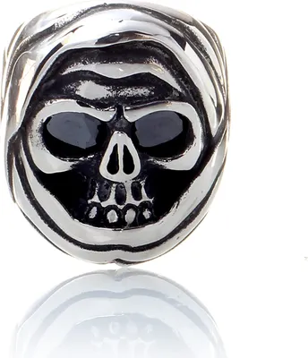 Produktbild von Karisma Edelstahl 316L Ring -Totenkopf skull Bulk Gothic - Hoch Poliert 2 Schwarze Steine - SRSK010 - 67 (21.3)