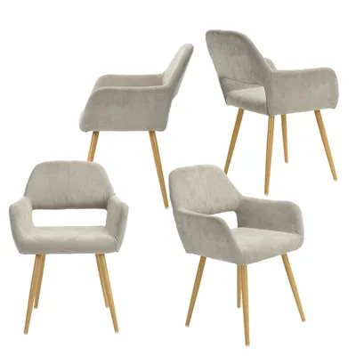 Immagine prodotto di Meubles Cosy Set da 4 sedie da pranzo scandinave con braccioli in tessuto beige – CROMWELL