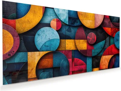 Produktbild von Glasbild 100x50cm in XXL für Wohnzimmer, Schlafzimmer Motiv Bunte Kreise