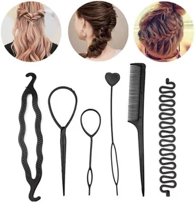 Produktbild von Set zum Haarstyling und Flechten mit Topsy-Tail-Werkzeug für einfache Spiralfrisuren zum Selbermachen