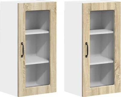 Produktbild von vidaXL Wandglas-Schrank LUCCA 2 stk. Sonoma-Eiche Holzwerkstoff