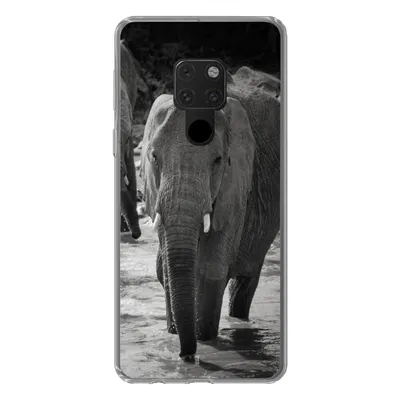 Produktbild von MuchoWow® Handyhülle Schutzhülle Hülle für Huawei P40 Lite Elefant - Tiere - Wasser - Schwarz und weiß Silikon Softcase Handy Hülle - Handy