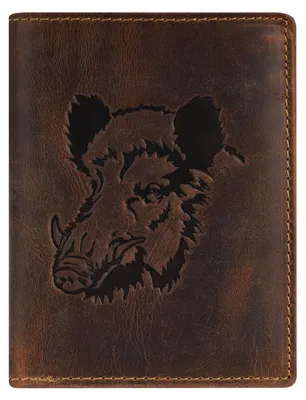 Produktbild von GREENBURRY Geldbörse Vintage Animal Collection Wallet Brown Wild Boar dunkelbraun