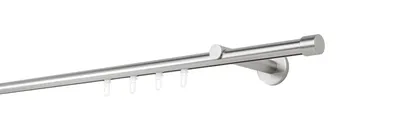 Produktbild von Gardinenstange Maß Innenlauf 20mm Cap 1-lauf Wand 12cm Farbe: Edelstahl-Optik, Größe: 390cm