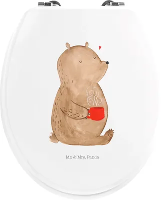 Produktbild von Mr. & Mrs. Panda klo deckel Bär Kaffee - Weiß - Geschenk, WC, Klobrille, Sitz, Bären, WC-Sitz, Toilettendeckel, Teddy, Guten Morgen, Coffee, Klo-Deckel, Motivation