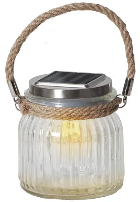 Image de Lampe de table solaire à LED Jar en verre