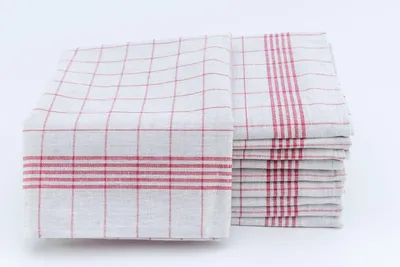 Produktbild von Geschirrtücher Halbleinen 10er Pack Rot/Weiß kariert 50x70 cm