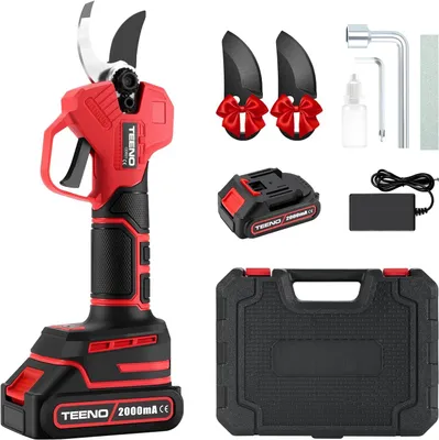 Image de TEENO Sécateur Électrique Sans Fil Brushless,1 * 2000mAh Batteries,Professionnel Sécateur Lame Convient Pour Les Jardins,Les Branches CD610