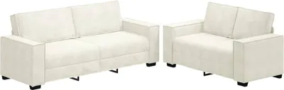 Produktbild von vidaXL 2-tlg. Sofagarnitur mit Kissen Creme Samt