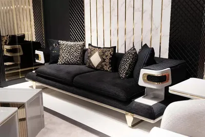 Produktbild von Elegantes schwarzes Stoffsofa im modernen Design